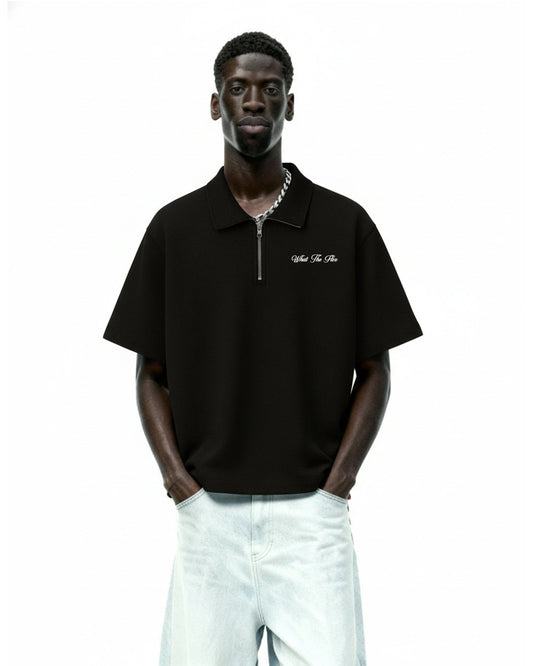 WildFlex Ash Black Premium Cotton Zip Polo
