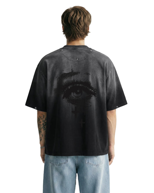 WildFlex Stars Aligned Oversized Boxy-Fit Crew Neck T-Shirt