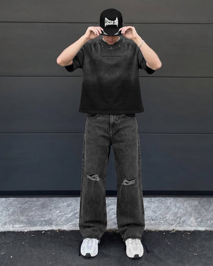 WildFlex Stars Aligned Oversized Boxy-Fit Crew Neck T-Shirt