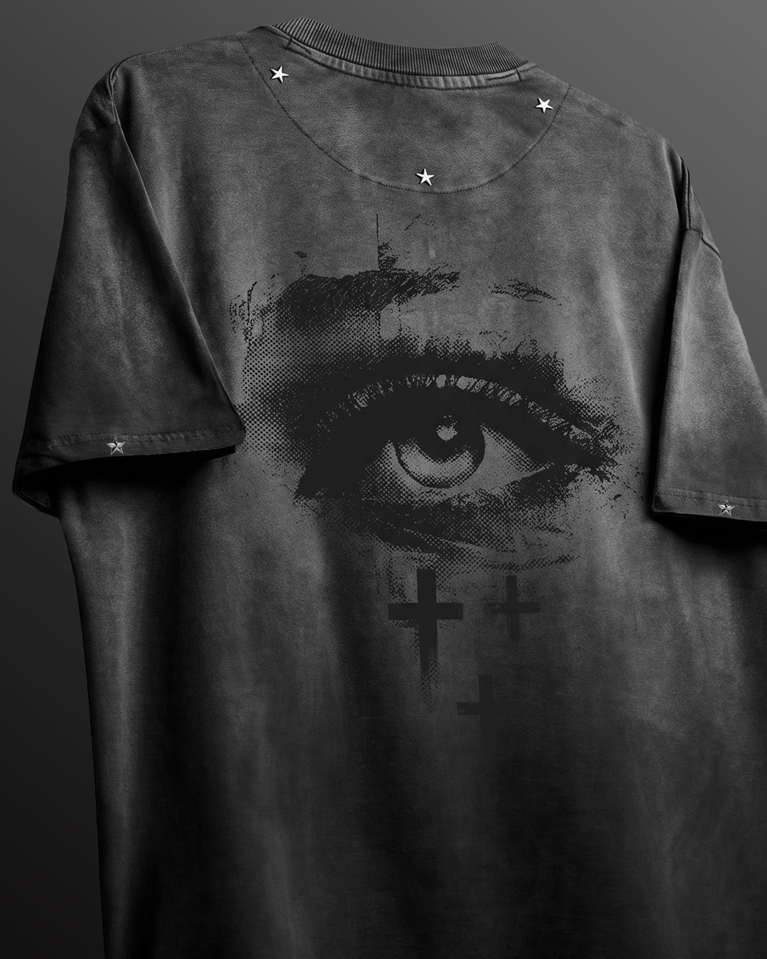 WildFlex Stars Aligned Oversized Boxy-Fit Crew Neck T-Shirt