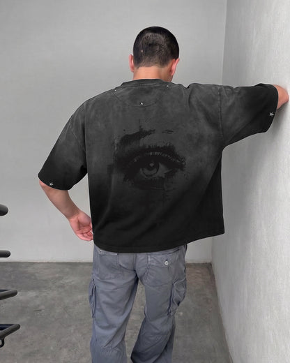 WildFlex Stars Aligned Oversized Boxy-Fit Crew Neck T-Shirt