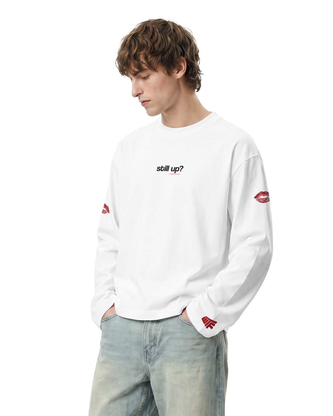 WildFlex Premium Still Up Full Sleeves Boxy-Fit White T-Shirt for Men