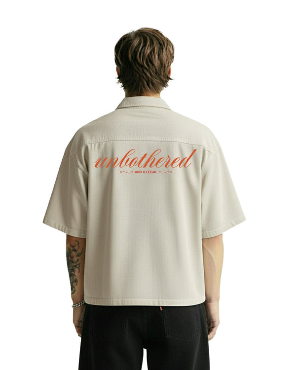 WildFlex Premium Unbothered Cream Half Sleeve Denim Shirt for Men